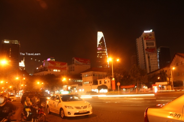 Ho Chi Minh City at night, with Bitexco Financial Tower as the background
